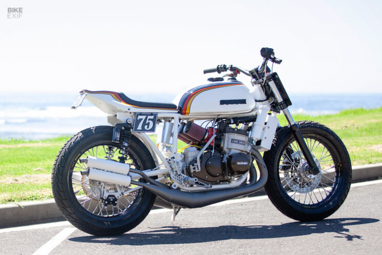 Two-stroke Suzuki GT750 café racer by Corey Potter