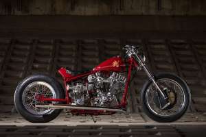 1978 Harley-Davidson FLH chopper with custom frame, by Fatech